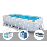 Kit piscine tubulaire intex chevron rectangulaire 4, 00 x 2, 00 x 1, 00 m + 6 cartouches de filtration ...