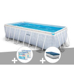 Kit piscine tubulaire intex chevron rectangulaire 4, 00 x 2, 00 x 1, 00 m + 6 cartouches de filtration ...