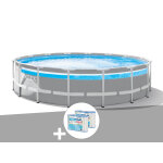 Kit piscine tubulaire intex prism frame clear window ronde 4, 88 x 1, 22 m + 6 cartouches de filtration ...