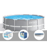 Kit piscine tubulaire intex prism frame ronde 3, 66 x 0, 99 m + bche  bulles + 6 cartouches de filtration ...