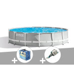 Kit piscine tubulaire intex prism frame ronde 4, 57 x 1, 07 m + bâche à bulles + aspirateur Kit piscine tubulaire intex prism frame ronde 4, 57 x 1, 07 m + bâche à bulles + aspirateur