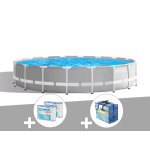 Kit piscine tubulaire intex prism frame ronde 5, 49 x 1, 22 m + bche  bulles + 6 cartouches de filtration ...