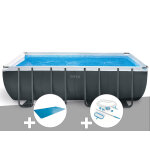 Kit piscine tubulaire intex ultra xtr frame rectangulaire 5, 49 x 2, 74 x 1, 32 m + bche  bulles + ...