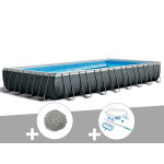 Kit piscine tubulaire intex ultra xtr frame rectangulaire 9, 75 x 4, 88 x 1, 32 m + 20 kg de zolite ...
