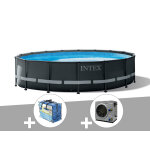 Kit piscine tubulaire intex ultra xtr frame ronde 4, 88 x 1, 22 m + b�che � bulles + pompe � chaleur