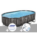 Kit piscine tubulaire ovale bestway power steel dcor bois 6, 10 x 3, 66 x 1, 22 m + 6 cartouches de ...