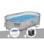 Kit piscine tubulaire ovale bestway power steel swimvista avec hublots 4, 27 x 2, 50 x 1, 00 m + 6 cartouches ...