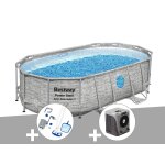 Kit piscine tubulaire ovale bestway power steel swimvista avec hublots 4, 27 x 2, 50 x 1, 00 m + kit ...