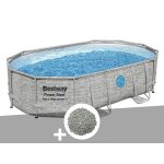 Kit piscine tubulaire ovale bestway power steel swimvista avec hublots 4, 88 x 3, 05 x 1, 07 m + 10 kg ...