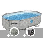 Kit piscine tubulaire ovale bestway power steel swimvista avec hublots 4, 88 x 3, 05 x 1, 07 m + 10 kg ...