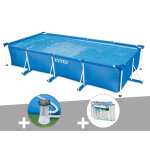 Kit piscine tubulaire rectangulaire intex 4, 50 x 2, 20 x 0, 84 m + filtration � cartouche + 6 cartouches ...