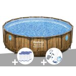 Kit piscine tubulaire ronde bestway power steel avec hublots 4, 88 x 1, 22 m + 6 cartouches de filtration ...