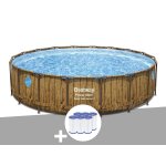 Kit piscine tubulaire ronde bestway power steel avec hublots 5, 49 x 1, 22 m + 6 cartouches de filtration ...