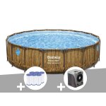 Kit piscine tubulaire ronde bestway power steel avec hublots 5, 49 x 1, 22 m + 6 cartouches de filtration ...