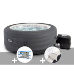 Kit spa gonflable intex purespa access rond bulles 4 places + 6 filtres + porte - verre