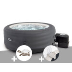 Kit spa gonflable intex purespa access rond bulles 4 places + kit d'entretien + porte - verre