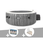Kit spa gonflable intex purespa baltik rond bulles 4 places + 6 filtres + porte - verre