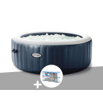 Kit spa gonflable intex purespa blue navy rond bulles 4 places + 6 filtres
