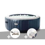 Kit spa gonflable intex purespa blue navy rond bulles 4 places + kit d'entretien + porte - verre Kit spa gonflable intex purespa blue navy rond bulles 4 places + kit d'entretien + porte - verre