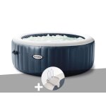 Kit spa gonflable intex purespa blue navy rond bulles 4 places + porte - verre