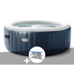 Kit spa gonflable intex purespa blue navy rond bulles 6 places + 6 filtres