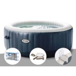 Kit spa gonflable intex purespa blue navy rond bulles 6 places + 6 filtres + kit d'entretien + porte ...