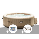 Kit spa gonflable intex purespa sahara rond bulles 4 places + 6 filtres + kit d'entretien