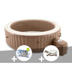 Kit spa gonflable intex purespa sahara rond bulles 8 places + 12 filtres + kit d'entretien