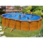 Piscine acier aspect bois mauritius ovale 6, 34 x 3, 99 x 1, 32 m - gr