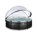 Piscine tubulaire black leather ronde 4, 88 x 1, 22 m avec dôme - exit toys Piscine tubulaire black leather ronde 4, 88 x 1, 22 m avec dôme - exit toys