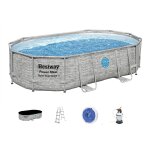 Piscine tubulaire power steel swimvista avec hublots ovale 4, 88 x 3, 05 x 1, 07 m - bestway