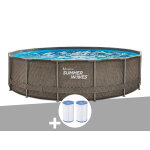 Piscine tubulaire summer waves active frame pool ronde effet rotin 4, 57 x 1, 06 m + 6 cartouches de ...