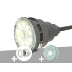 Projecteur led mini - brio + 6w blanc mini + m6 + traverse de paroi blanche + enjoliveur blanc piscine ...
