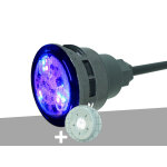 Projecteur led mini - brio + 7w rgbw mini + x10 + enjoliveur blanc piscine liner - ccei