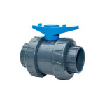 Vanne double union poigne bleue pvc pression  63 mm - fitt