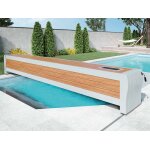 Volet de piscine hors - sol banc design sur rail solaire 11, 00 x 5, 00 m - sofatec