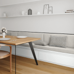 Coussin banquette intrieur beige anti - tache - oxford passepoil blanc