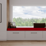 Coussin banquette intrieur velours rouge framboise