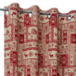 Stores - et - rideaux. com rideaux de montagne delebio rouge - motifs montagne vari�s - r�sistant - tissu ...