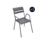 2 fauteuils bridge de jardin en métal monceau carbone - fermob 2 fauteuils bridge de jardin en métal monceau carbone - fermob