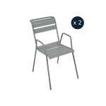 2 fauteuils bridge de jardin en m�tal monceau gris lapilli - fermob