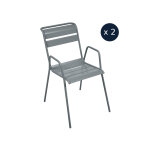 2 fauteuils bridge de jardin en métal monceau gris orage - fermob 2 fauteuils bridge de jardin en métal monceau gris orage - fermob