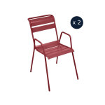 2 fauteuils bridge de jardin en métal monceau piment - fermob 2 fauteuils bridge de jardin en métal monceau piment - fermob
