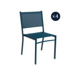 4 chaises de jardin structure aluminium costa bleu acapulco - fermob