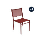 4 chaises de jardin structure aluminium costa piment - fermob