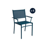 4 fauteuils bridge de jardin structure aluminium costa bleu acapulco - fermob