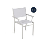 4 fauteuils bridge de jardin structure aluminium costa gris argile - fermob