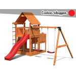 Aire de jeux big leader move + bac  sable + corde + toboggan rouge - fungoo