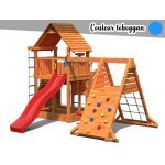 Aire de jeux big leader spider + bac  sable + corde + toboggan bleu - fungoo
