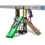 Aire de jeux funny 3 avec bac  sable et rampe - toboggan bleu - fungoo